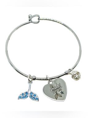 Handmade Silver Mermaid Charm Bracelet with Blue Accents